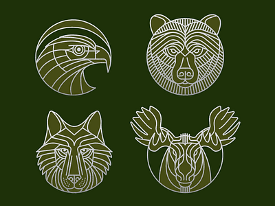 SRAM Animals bear hawk illustration moose sram wolf