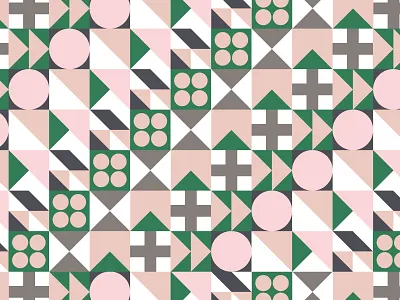 Pink and Green Geometry circles geometric green pattern pink squares surface triangles wrapping paper