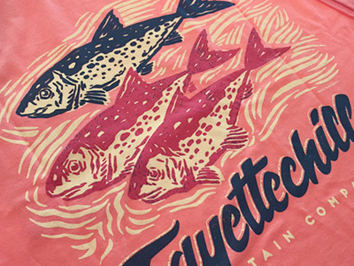 Fc Upstream Tee design fayettechill fish illustration screen print tee