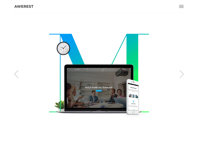 Works slider for Awerest new website animation clean colorful css design html illustration interactive js minimal svg