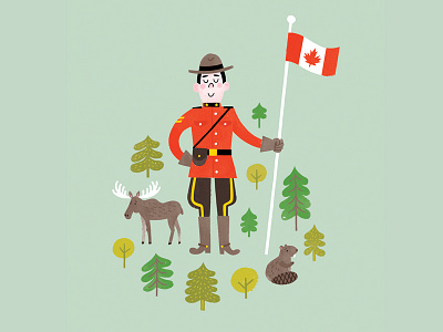 Mountie beaver canadiana illustration moose mountie super canadian
