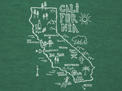 California Dreamin' bear cal cali california coast dcay map state threadless west