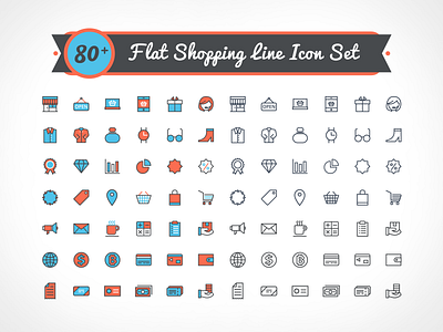 Free Vector Flat Shopping Line Icon Set flat icons free icons free vector icons freebie icons icons free shopping shopping icons