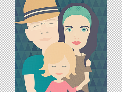 family portrait J&J character gift portrait retro vector