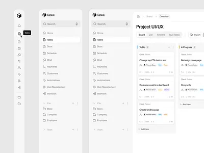 Taskk Sidebar - Light mode app clean design light mode minimal nav bar navigation productivity saas sidebar task management to do ui ux