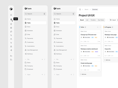 Taskk Sidebar - Light mode app clean design light mode minimal nav bar navigation productivity saas sidebar task management to do ui ux