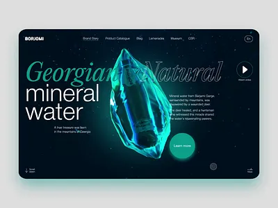 Borjomi mineral water 3d animation borjomi bottle brand brand site catalogue drinks gemstone interface animation mineral water motion graphics ui water web design