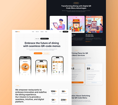 QR-Menu landing page menu qr menu restaurant menu design startup landing page website