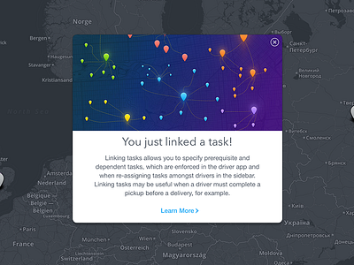 You Just Linked a Task with Onfleet dispatcher driver logistics modal on demand popup ui