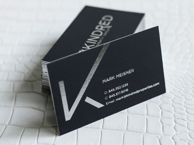 Kindred Business Card business business card foil foil edge real estate realty service silver suede