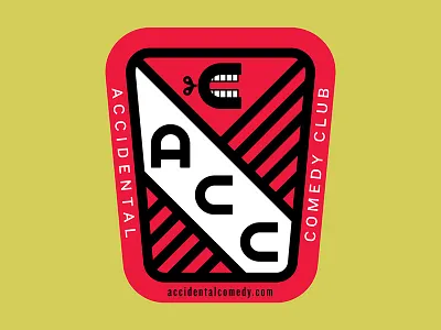 Accidental Comedy Club badge comedy fest logo teeth