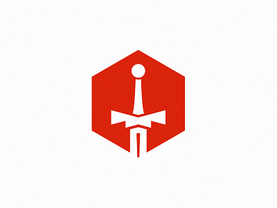 Sword in Hexagon flat graftik hexagon icon logo longsword mark red simple sword symbol