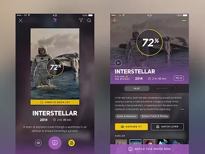 Movie App UI dark moody movie movie app movie ui purple yellow