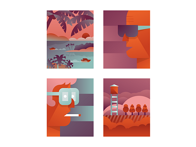 Coast to Inland characters coast country faces farm gradient illustration illustrator miguelcm palms