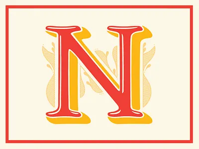 Rejected N bookplate engraving illustration lettering typography