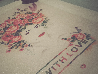 Graphic with Love digital flowers illustration mother print type