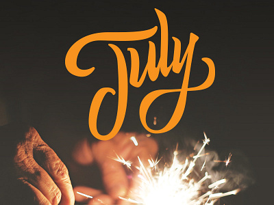 July fireworks illustration lettering orange summer tombow