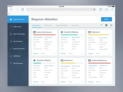 Web App cards dashboard flat ui web app