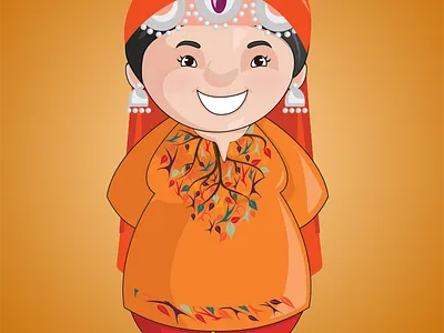 Character Illustration ( Kashmiri Woman) character illustration traditional vector