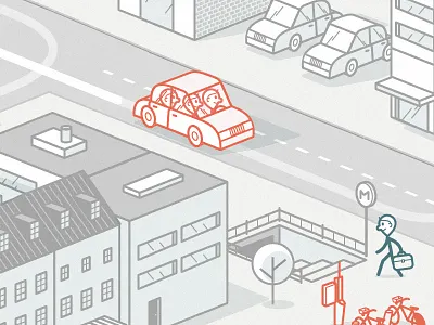 Corporate Illustration isometric line traffic transports urban vector