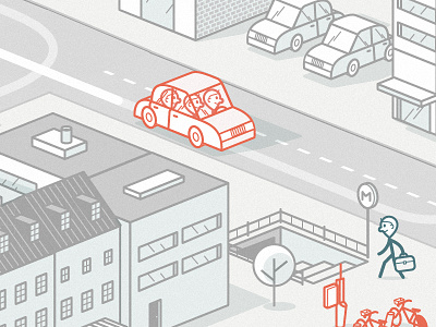 Corporate Illustration isometric line traffic transports urban vector