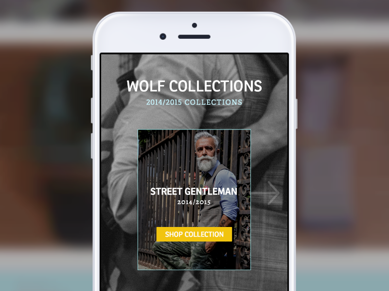 Wolf Collections collections design ecommerce fashion store made with invision mobile slide ui ux