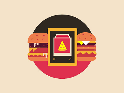 Food Tinder app burger flat food illustration pizza tinder