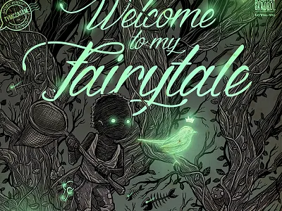 welcome to my fairytale bird creepy dark ghost kid poster trees woods