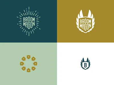 Broomwagon Badges badges bike shop broom broomwagon icon shield wagon wings
