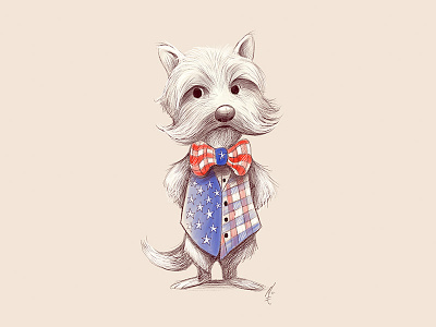 Happy Fourth! character design fourth illustration pup vest