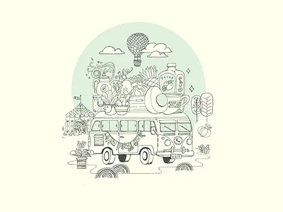 Green Van balloon tree van