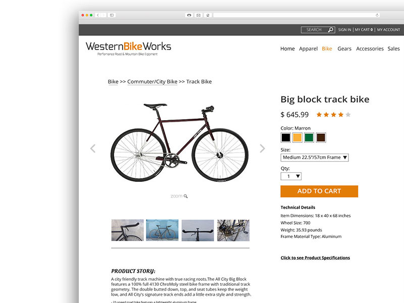 Example of Bike store ecommerce