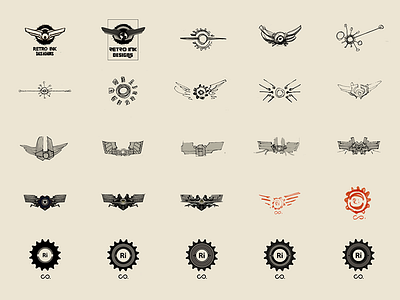 Retrographic Symbol Iterations black cog ink logo mark monochrome r retrographic sprocket sprocketapp symbol