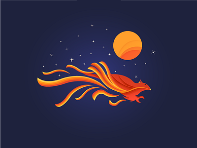 Phoenix Unbound bird circle flat gradient illustration phoenix sky