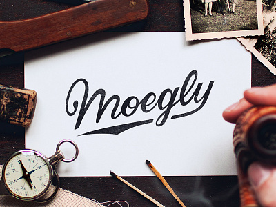 Moegly Logo hand lettering lettering logo moegly pencil script typography