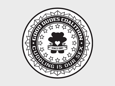 Good Dudes Coalition cuddling fun logo love teddy bear