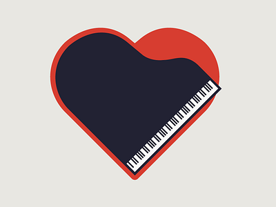 Love of Music flat heart minimalist piano