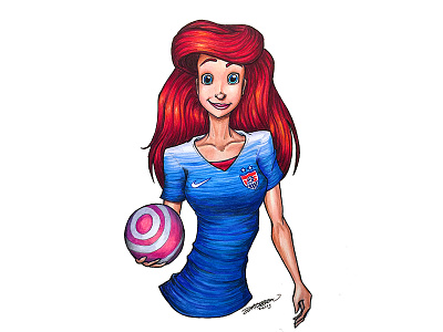 USWNT Ariel ariel art disney drawing football illustration jersey princess soccer sports usa uswnt