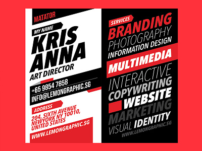 Matator Red Typography Business Card Design business card cards clean corporate corporate identity creative minimal namecard premium red template typography