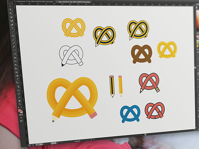 Pretzel pen baker branding logo pen pretzel