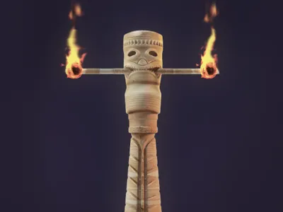 Tiki ? 3d fire game interface tiki totem ui wood