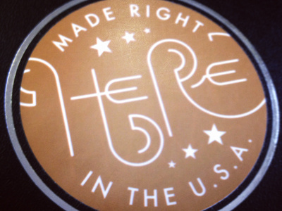Made right here in the USA badge here lettering logo made seal sticker type typography usa