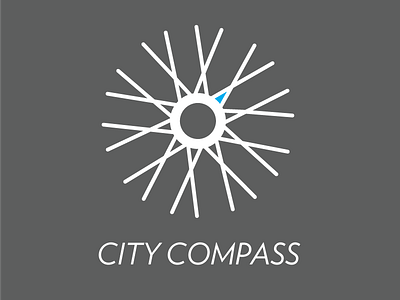 City Compass App bike city compass line logo spokes wheel