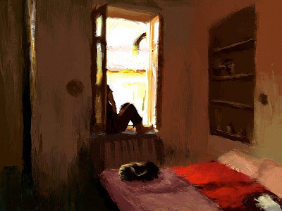 Turin digital painting illustration lighting mood window