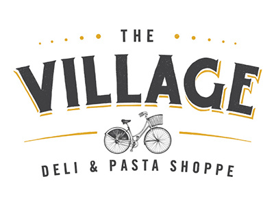 Logo • The Village Deli & Pasta Shoppe bike branding cafe customtype handlettering identity illustration lettering logo restaurant type