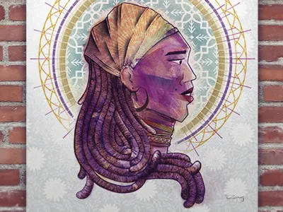 Illustration bandana drawing dreadlocks erykahbadu illustration lady penandink photoshop woman
