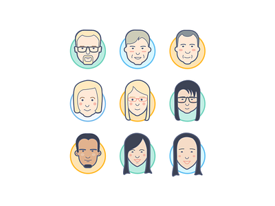 Momentum Crew cartoon character character design faces flat illustration person