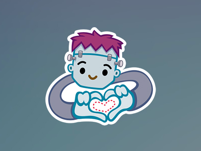 Paranormal <3 character cute frankenstein icq illustration messenger monster sticker vector