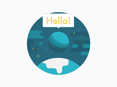 Hello blue fun illustration planet