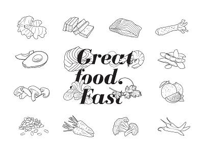 Great Food Fast illustration quotes typography